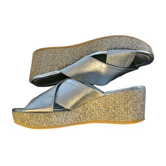 Donald J Pliner - Savee Silver Metallic Wedge Sandals - NEW w/o Box - 7.5 - Picture 5 of 10